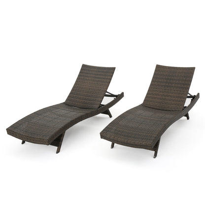 Set di chaise longue da esterno in vimini Roomfitters, sedie a sdraio reclinabili regolabili per patio, rattan resistente alle intemperie