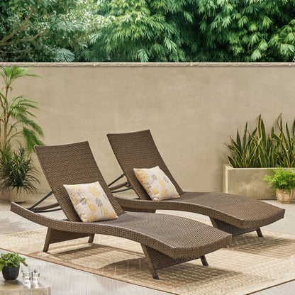 Set di chaise longue da esterno in vimini Roomfitters, sedie a sdraio reclinabili regolabili per patio, rattan resistente alle intemperie
