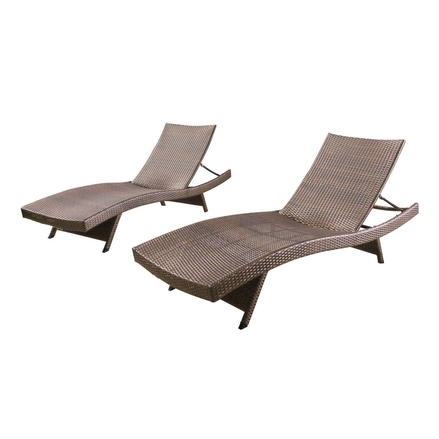 Set di chaise longue da esterno in vimini Roomfitters, sedie a sdraio reclinabili regolabili per patio, rattan resistente alle intemperie