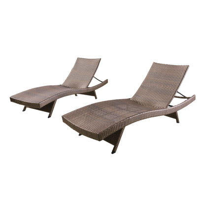 Set di chaise longue da esterno in vimini Roomfitters, sedie a sdraio reclinabili regolabili per patio, rattan resistente alle intemperie
