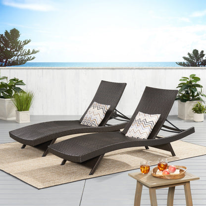 Set di chaise longue da esterno in vimini Roomfitters, sedie a sdraio reclinabili regolabili per patio, rattan resistente alle intemperie