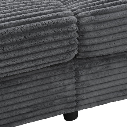 Divano letto componibile con chaise longue oversize Roomfitters, divano letto in velluto a coste con porte USB e portabicchieri