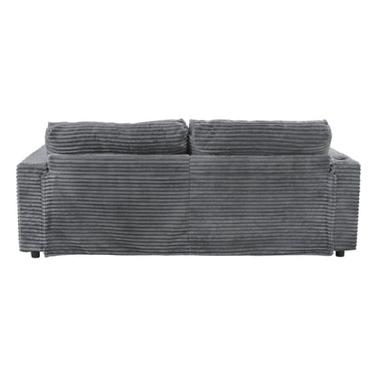 Divano letto componibile con chaise longue oversize Roomfitters, divano letto in velluto a coste con porte USB e portabicchieri