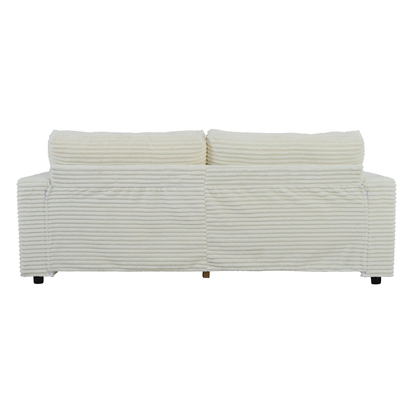 Divano letto componibile con chaise longue oversize Roomfitters, divano letto in velluto a coste con porte USB e portabicchieri