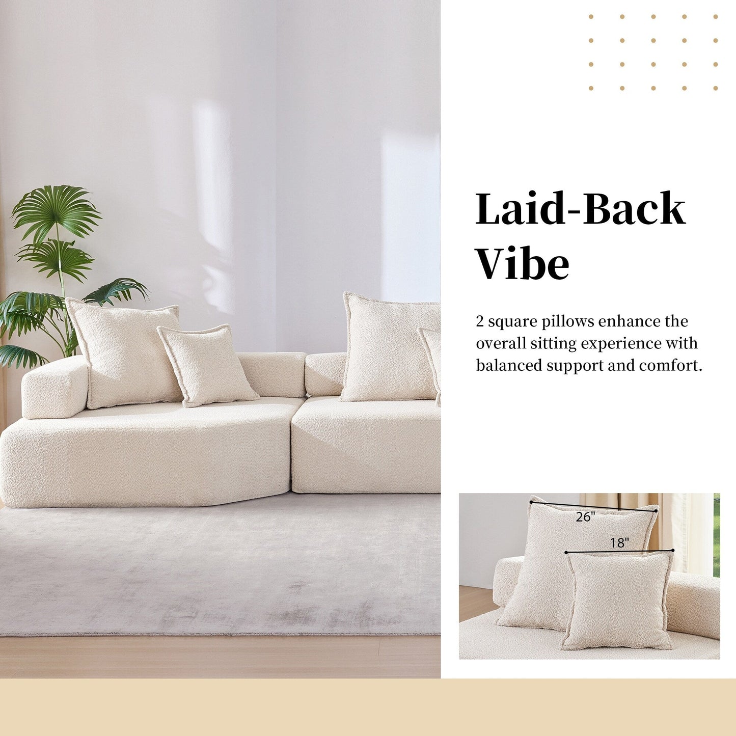 Divano modulare oversize Roomfitters con set di 3 pezzi Boucle, divano da pavimento convertibile per soggiorno, beige