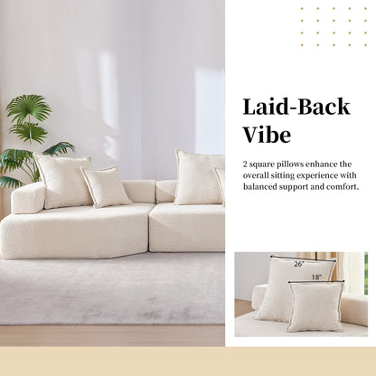 Divano modulare oversize Roomfitters con set di 3 pezzi Boucle, divano da pavimento convertibile per soggiorno, beige