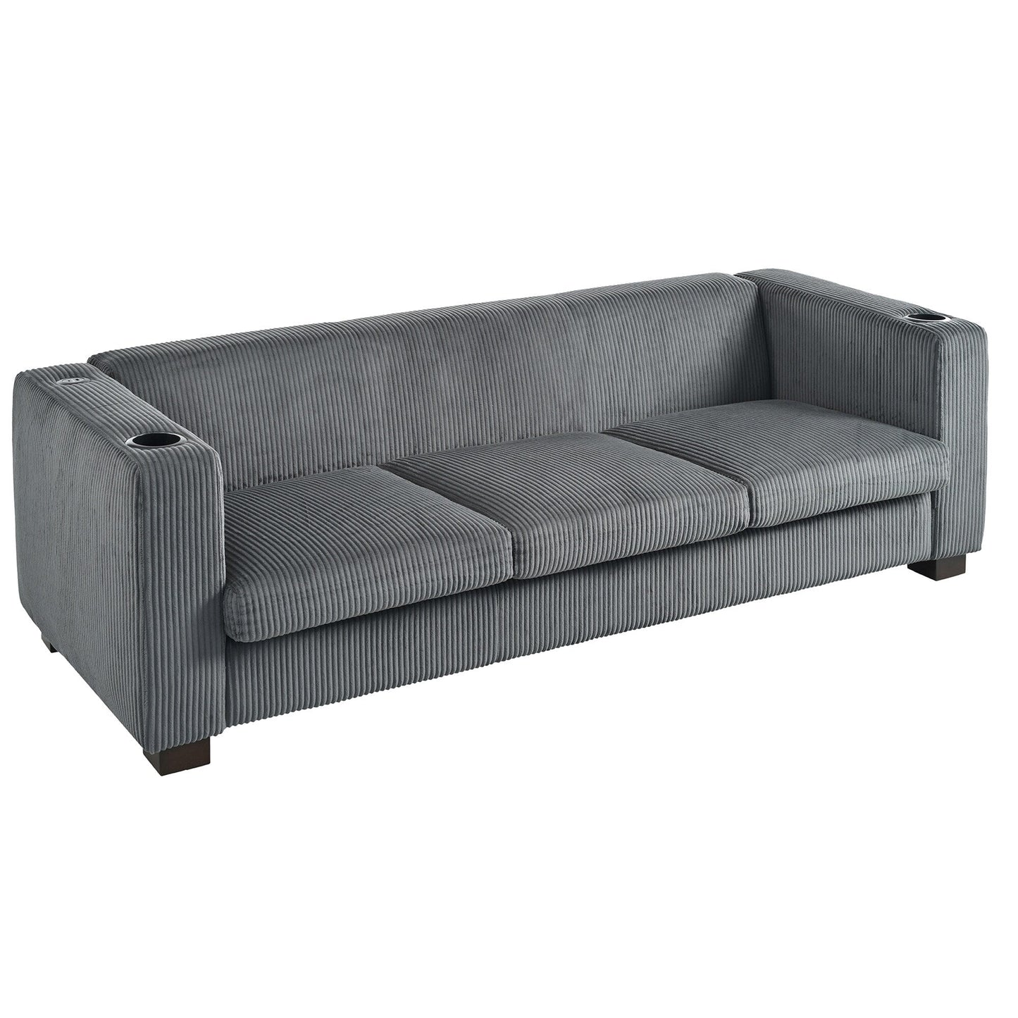 Divano a 3 posti con braccioli in velluto a coste Roomfitters, divano da soggiorno contemporaneo