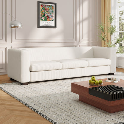 Divano a 3 posti con braccioli in velluto a coste Roomfitters, divano da soggiorno contemporaneo