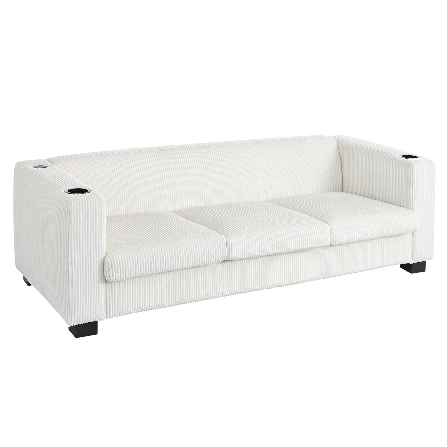 Divano a 3 posti con braccioli in velluto a coste Roomfitters, divano da soggiorno contemporaneo