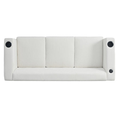 Divano a 3 posti con braccioli in velluto a coste Roomfitters, divano da soggiorno contemporaneo