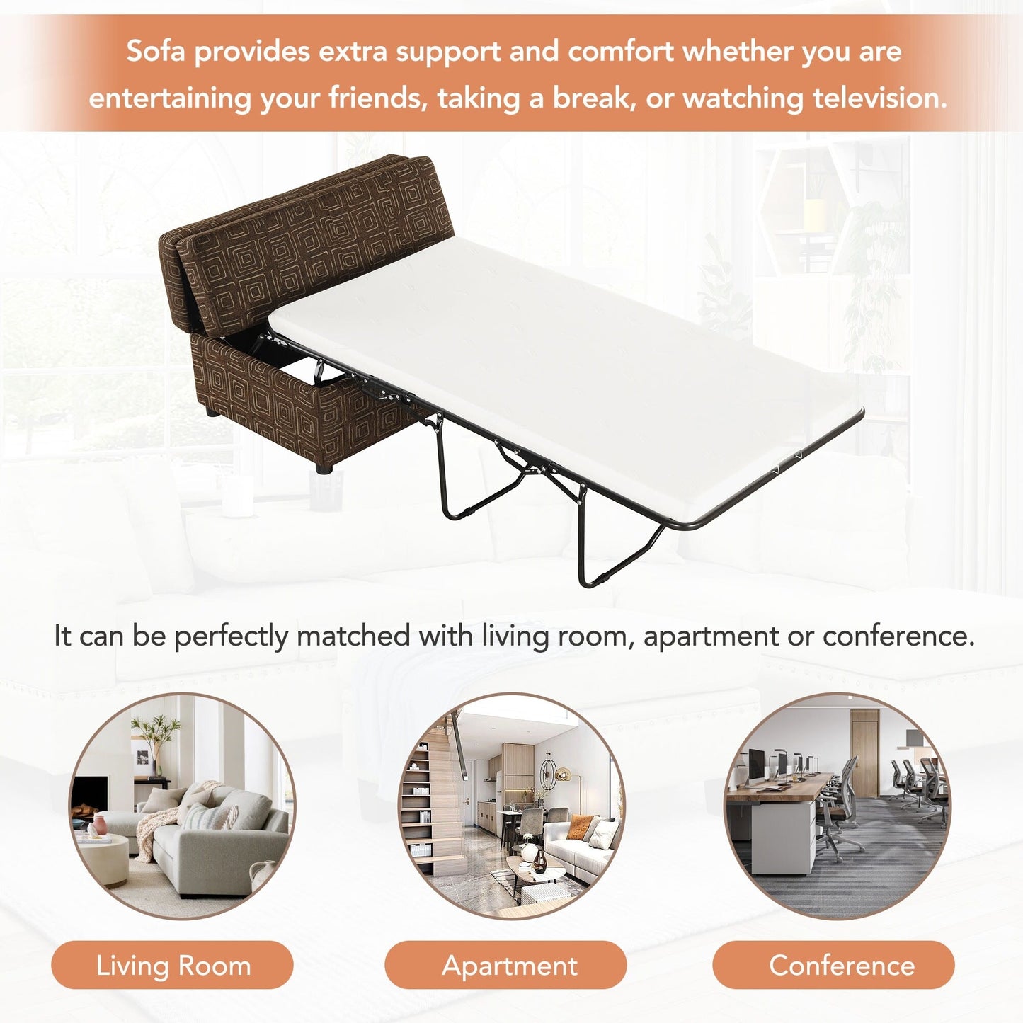 Letto pieghevole singolo Roomfitters con materasso, letto per gli ospiti compatto e convertibile per il soggiorno