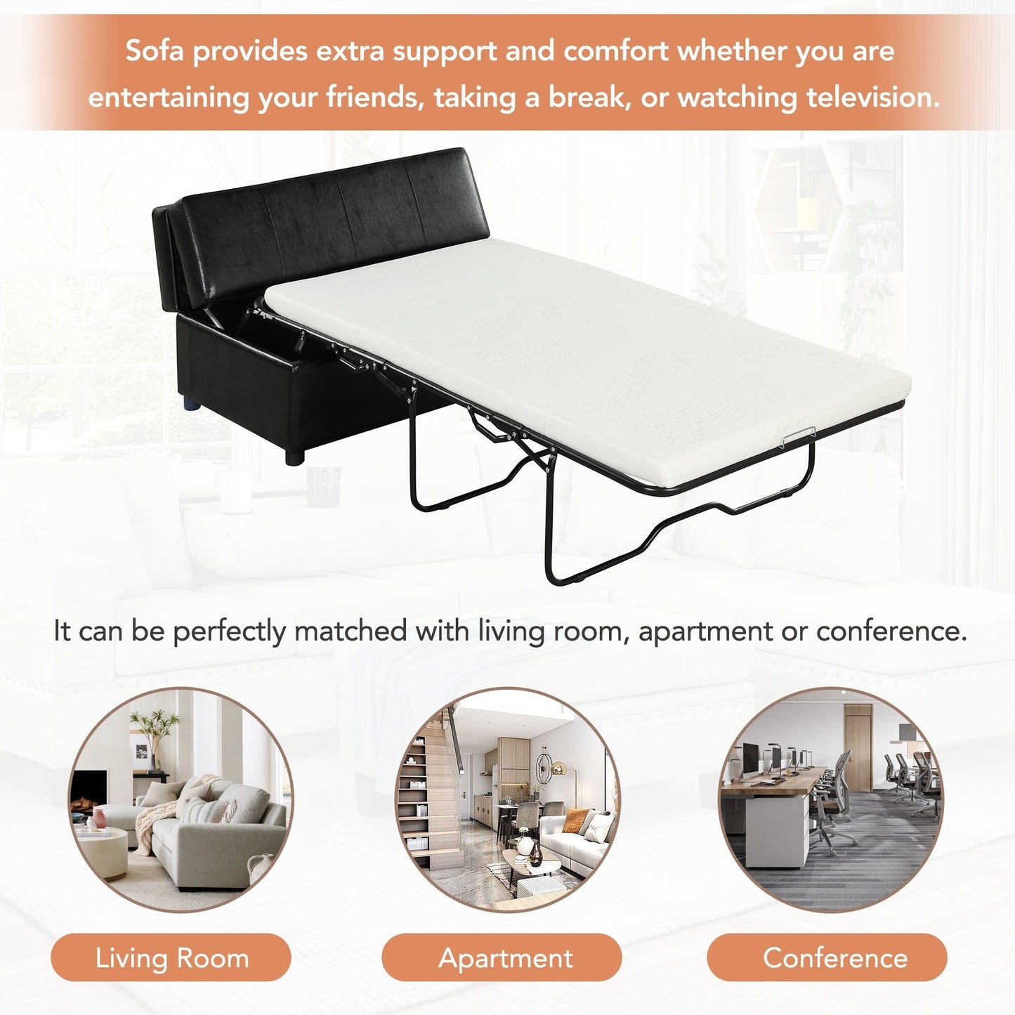 Letto pieghevole singolo Roomfitters con materasso, letto per gli ospiti compatto e convertibile per il soggiorno