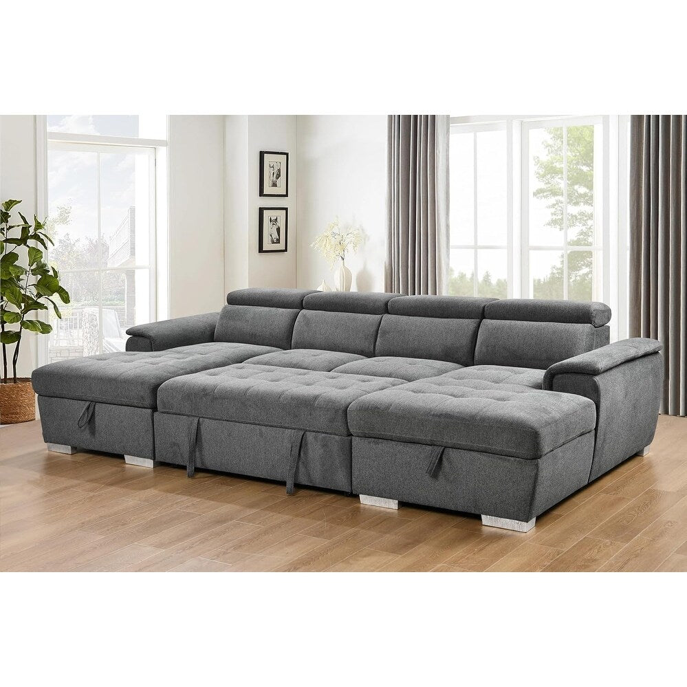 Divano letto a U Roomfitters, letto estraibile 2 in 1 oversize da 121 pollici, divano componibile con chaise longue contenitore doppia