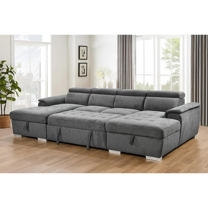 Divano letto a U Roomfitters, letto estraibile 2 in 1 oversize da 121 pollici, divano componibile con chaise longue contenitore doppia