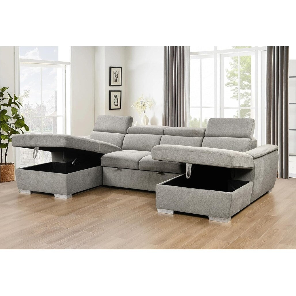Divano letto a U Roomfitters, letto estraibile 2 in 1 oversize da 121 pollici, divano componibile con chaise longue contenitore doppia