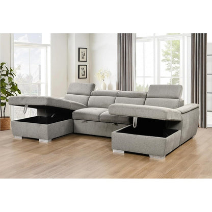 Divano letto a U Roomfitters, letto estraibile 2 in 1 oversize da 121 pollici, divano componibile con chaise longue contenitore doppia