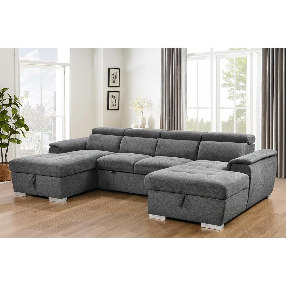 Divano letto a U Roomfitters, letto estraibile 2 in 1 oversize da 121 pollici, divano componibile con chaise longue contenitore doppia
