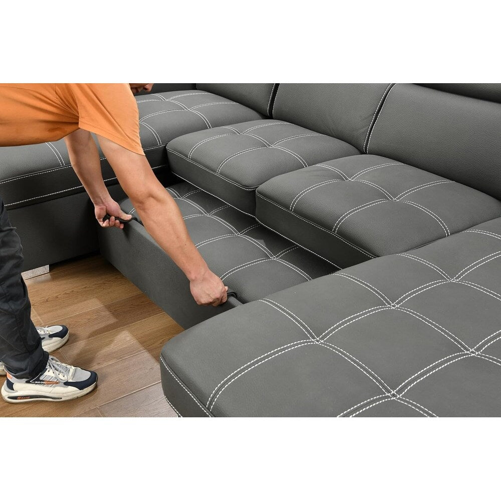 Divano letto a U Roomfitters, letto estraibile 2 in 1 oversize da 121 pollici, divano componibile con chaise longue contenitore doppia