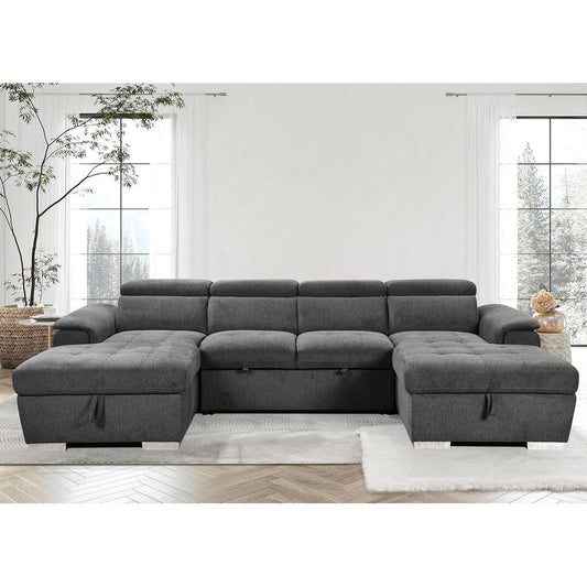 Divano letto a U Roomfitters, letto estraibile 2 in 1 oversize da 121 pollici, divano componibile con chaise longue contenitore doppia