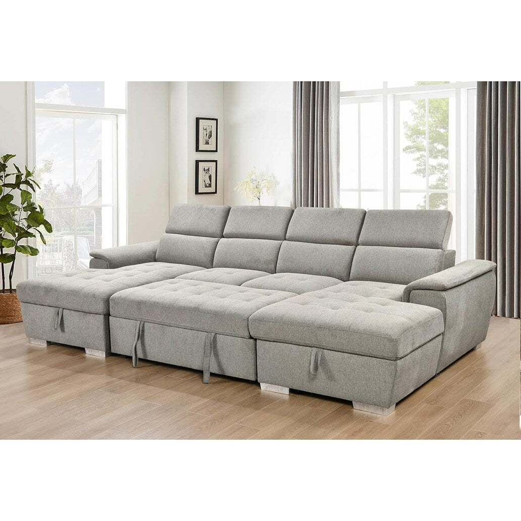 Divano letto a U Roomfitters, letto estraibile 2 in 1 oversize da 121 pollici, divano componibile con chaise longue contenitore doppia