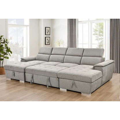 Divano letto a U Roomfitters, letto estraibile 2 in 1 oversize da 121 pollici, divano componibile con chaise longue contenitore doppia