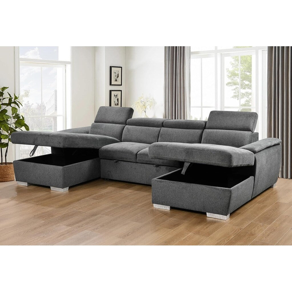 Divano letto a U Roomfitters, letto estraibile 2 in 1 oversize da 121 pollici, divano componibile con chaise longue contenitore doppia
