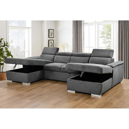 Divano letto a U Roomfitters, letto estraibile 2 in 1 oversize da 121 pollici, divano componibile con chaise longue contenitore doppia
