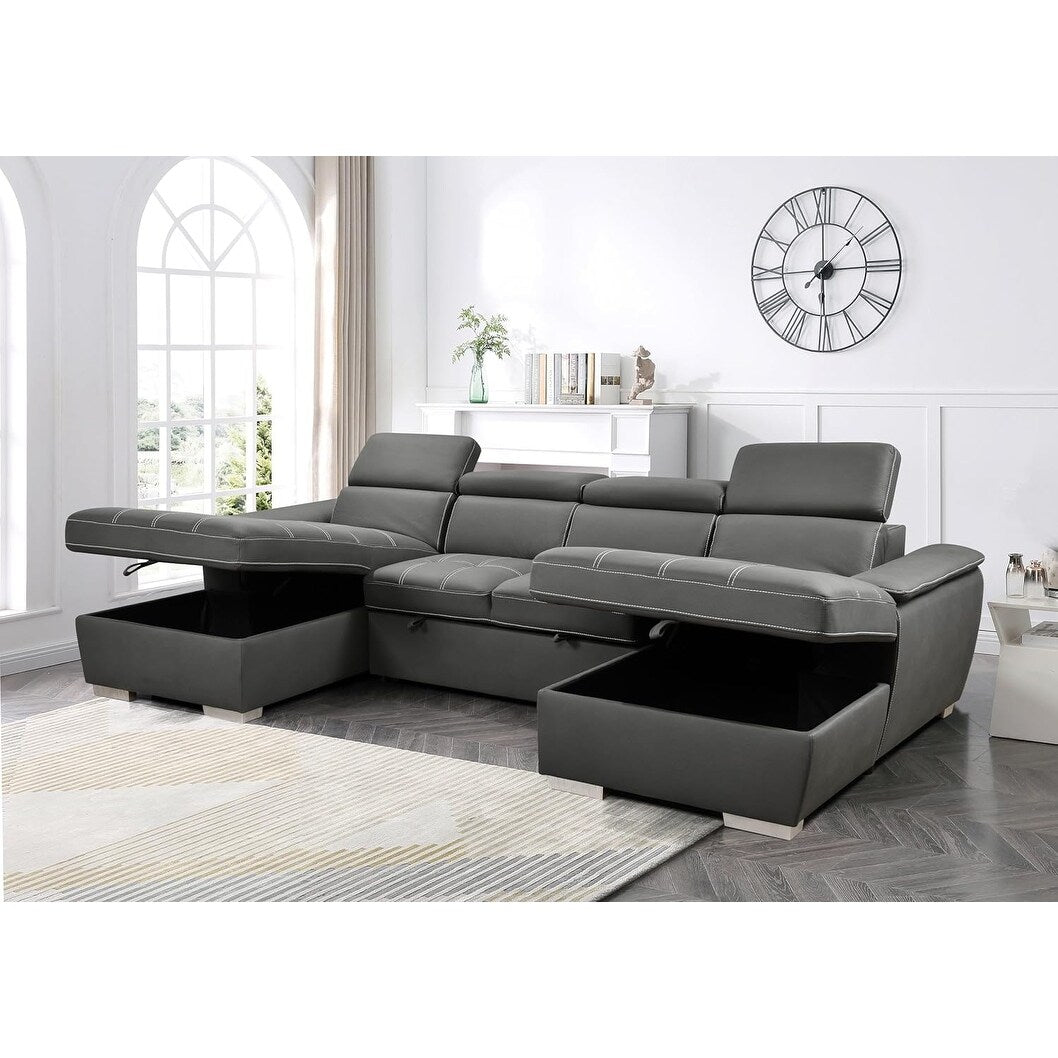 Divano letto a U Roomfitters, letto estraibile 2 in 1 oversize da 121 pollici, divano componibile con chaise longue contenitore doppia