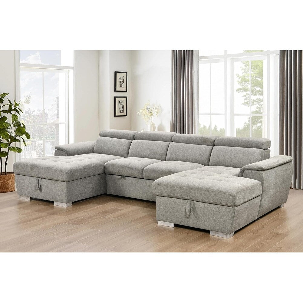 Divano letto a U Roomfitters, letto estraibile 2 in 1 oversize da 121 pollici, divano componibile con chaise longue contenitore doppia