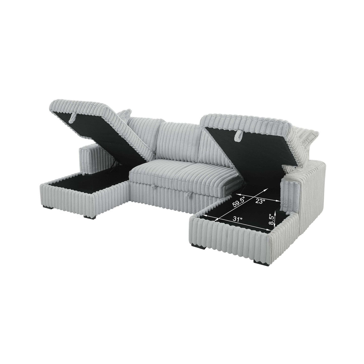 Divano letto a U Roomfitters, 122 pollici di grandi dimensioni - Letto estraibile 2 in 1, divano letto componibile con chaise longue contenitore doppia