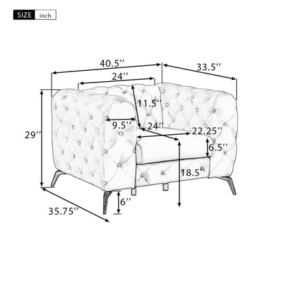 Divano angolare imbottito in velluto Roomfitters, poltrona singola con schienale trapuntato a bottoni per soggiorno e camera da letto