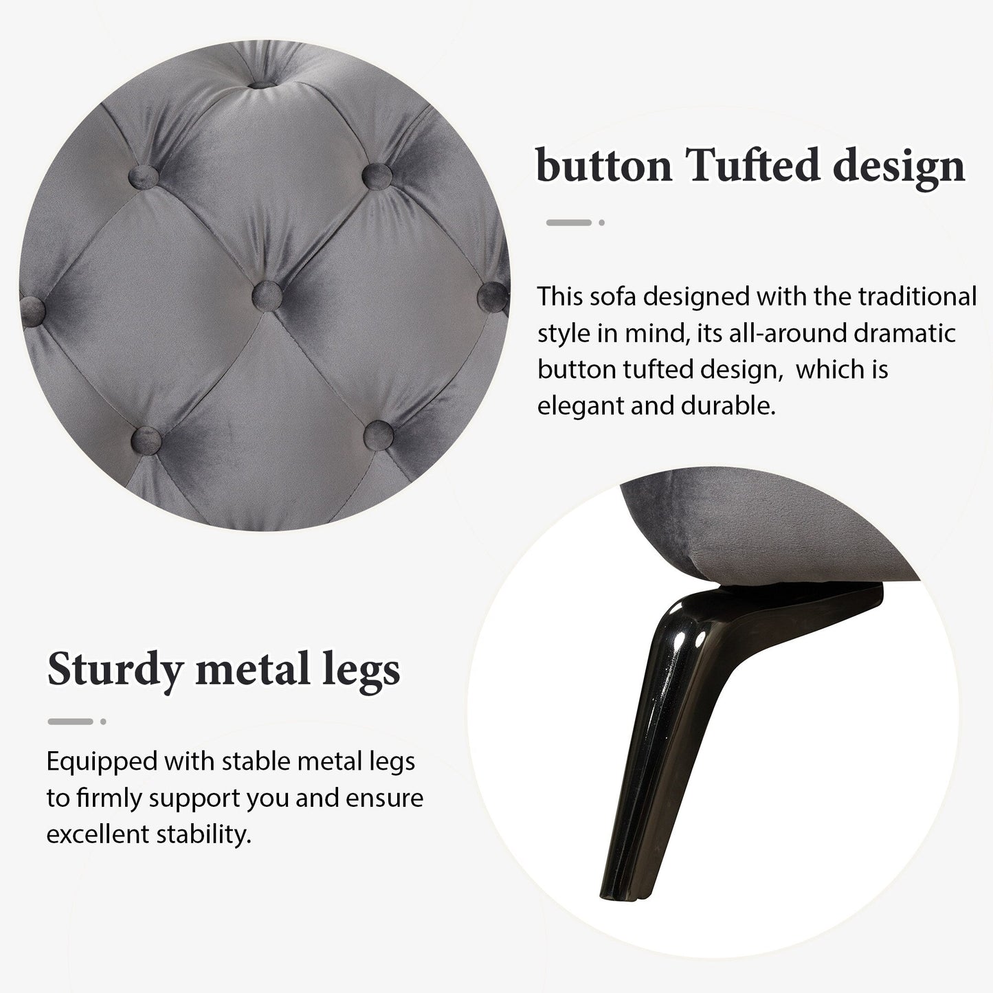 Divano angolare imbottito in velluto Roomfitters, poltrona singola con schienale trapuntato a bottoni per soggiorno e camera da letto