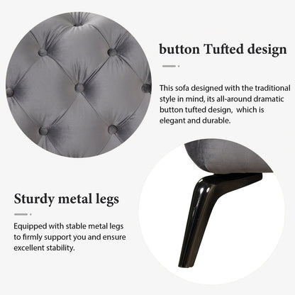 Divano angolare imbottito in velluto Roomfitters, poltrona singola con schienale trapuntato a bottoni per soggiorno e camera da letto