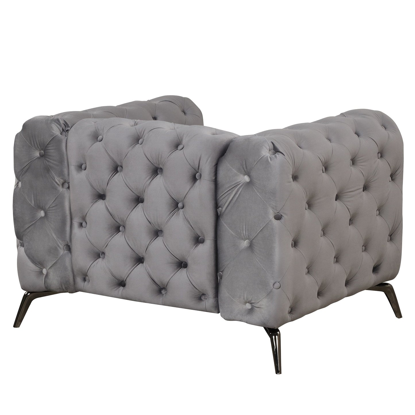 Divano angolare imbottito in velluto Roomfitters, poltrona singola con schienale trapuntato a bottoni per soggiorno e camera da letto