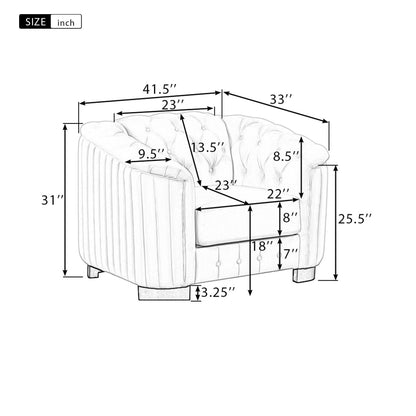 Divano angolare imbottito in velluto Roomfitters, poltrona singola con cuscino del sedile rimovibile per soggiorno moderno, camera da letto