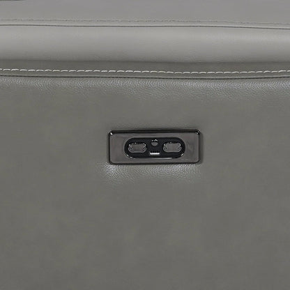 Poltrona reclinabile elettrica Rosalyn Zero Gravity in pelle argento e grigia con poggiatesta elettrico