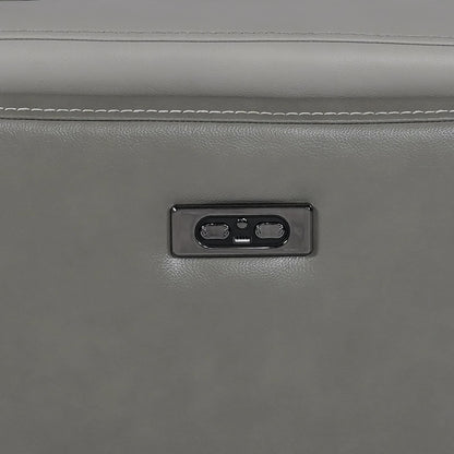 Poltrona reclinabile elettrica Rosalyn Zero Gravity in pelle argento e grigia con poggiatesta elettrico