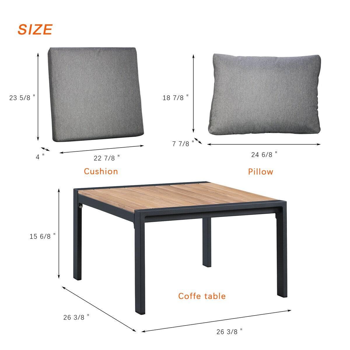 Set da conversazione Rossio Outdoor da 4 pezzi, struttura in alluminio e piano in legno di teak a doghe