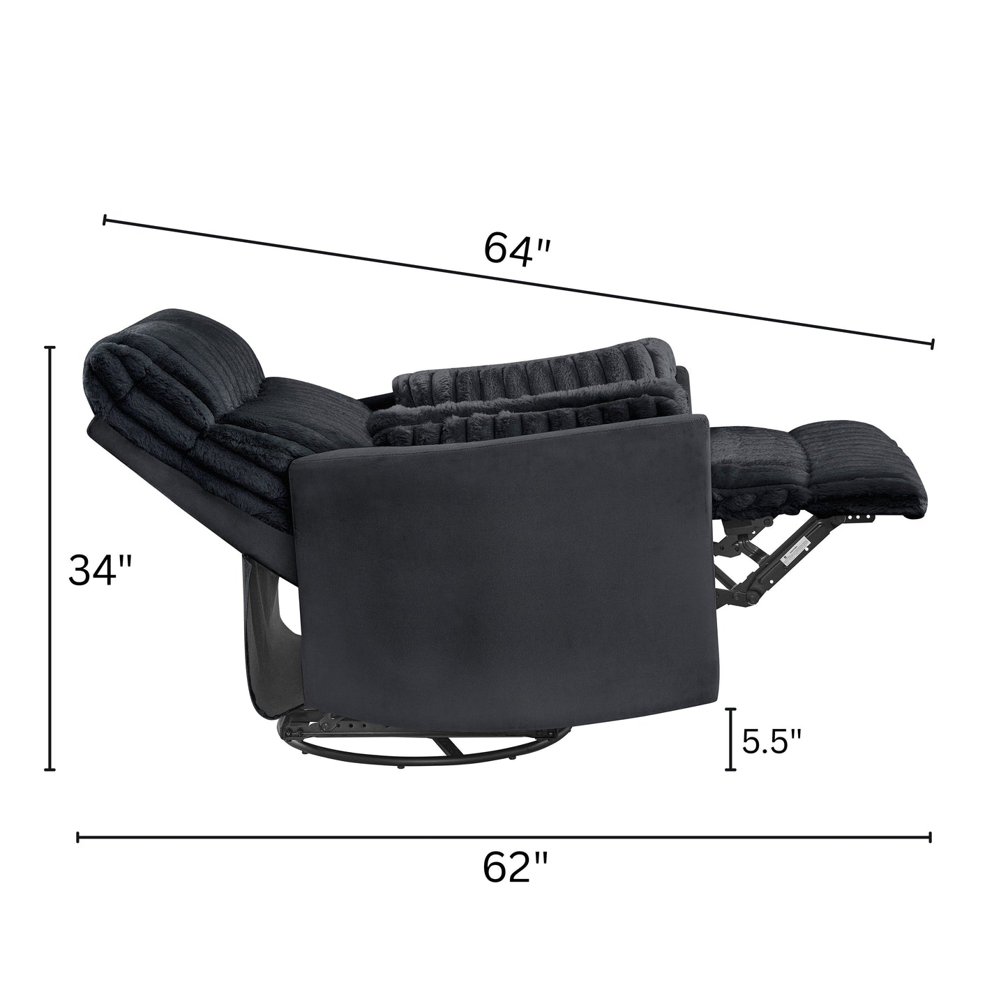 Poltrona reclinabile manuale con rivestimento in velluto a coste Wide Wale di Roundhill Furniture Bocaton