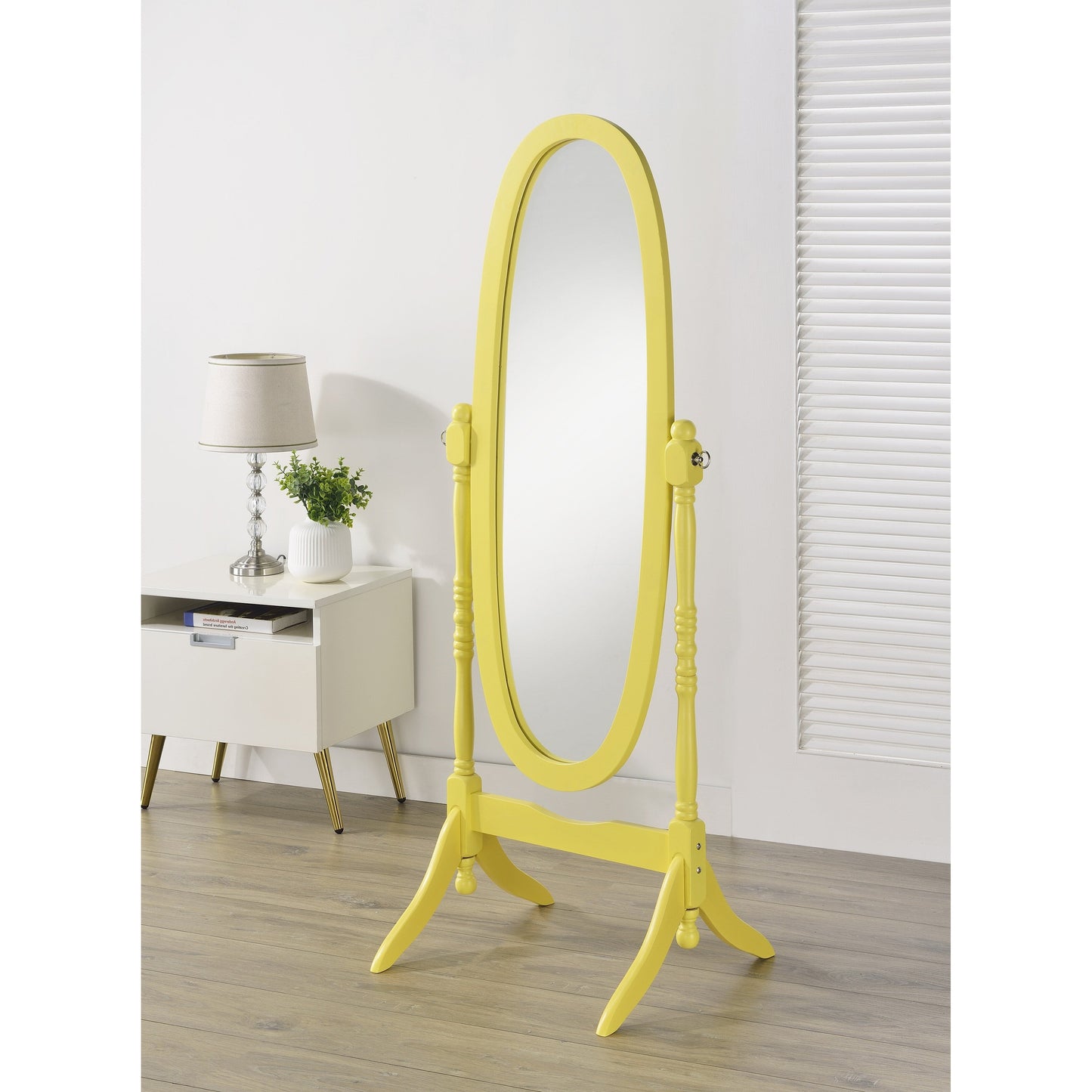 Specchio a bilico tradizionale con pavimento in legno, Roundhill Furniture Copper Grove Monks Hood