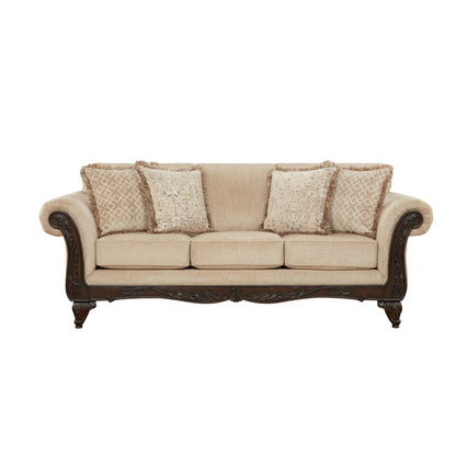 Divano con struttura in legno intagliato Hernen di Roundhill Furniture