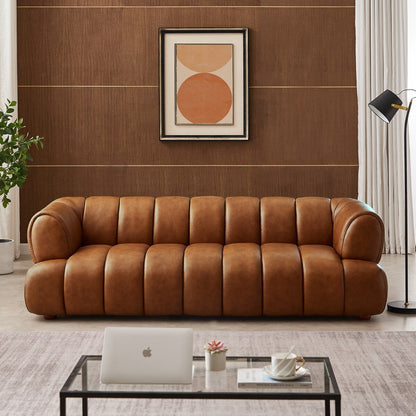 Divano di lusso Rovan Mid-Century Modern in pelle color cognac