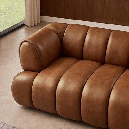 Divano di lusso Rovan Mid-Century Modern in pelle color cognac