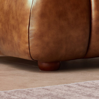 Divano di lusso Rovan Mid-Century Modern in pelle color cognac