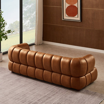 Divano di lusso Rovan Mid-Century Modern in pelle color cognac