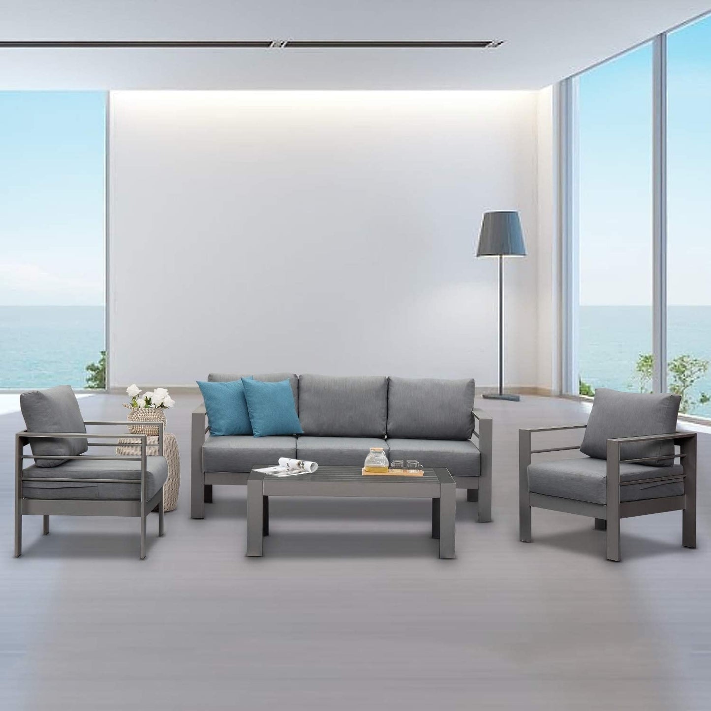 Set di mobili da esterno in alluminio Royalcraft da 4 pezzi