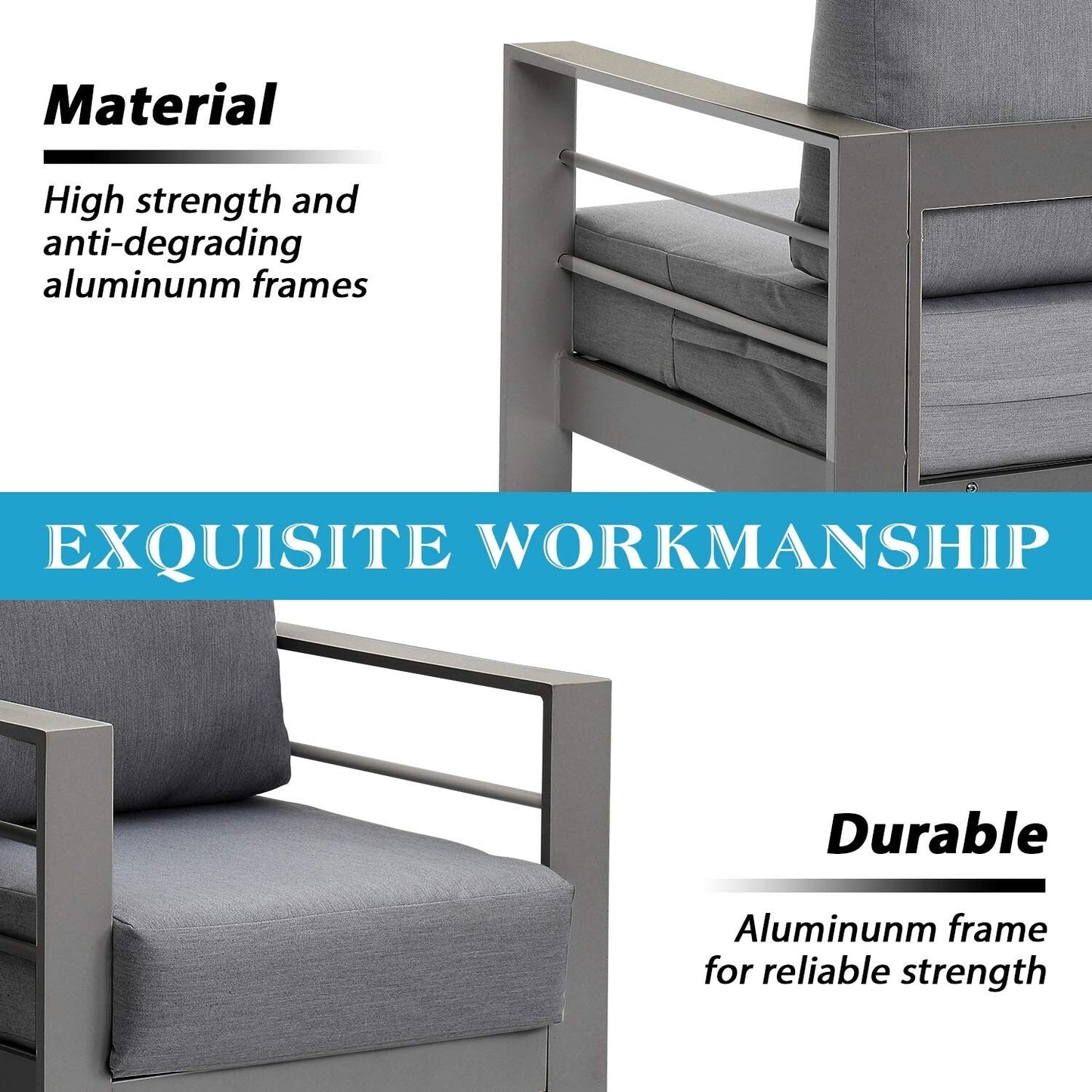 Set di mobili da esterno in alluminio Royalcraft da 4 pezzi