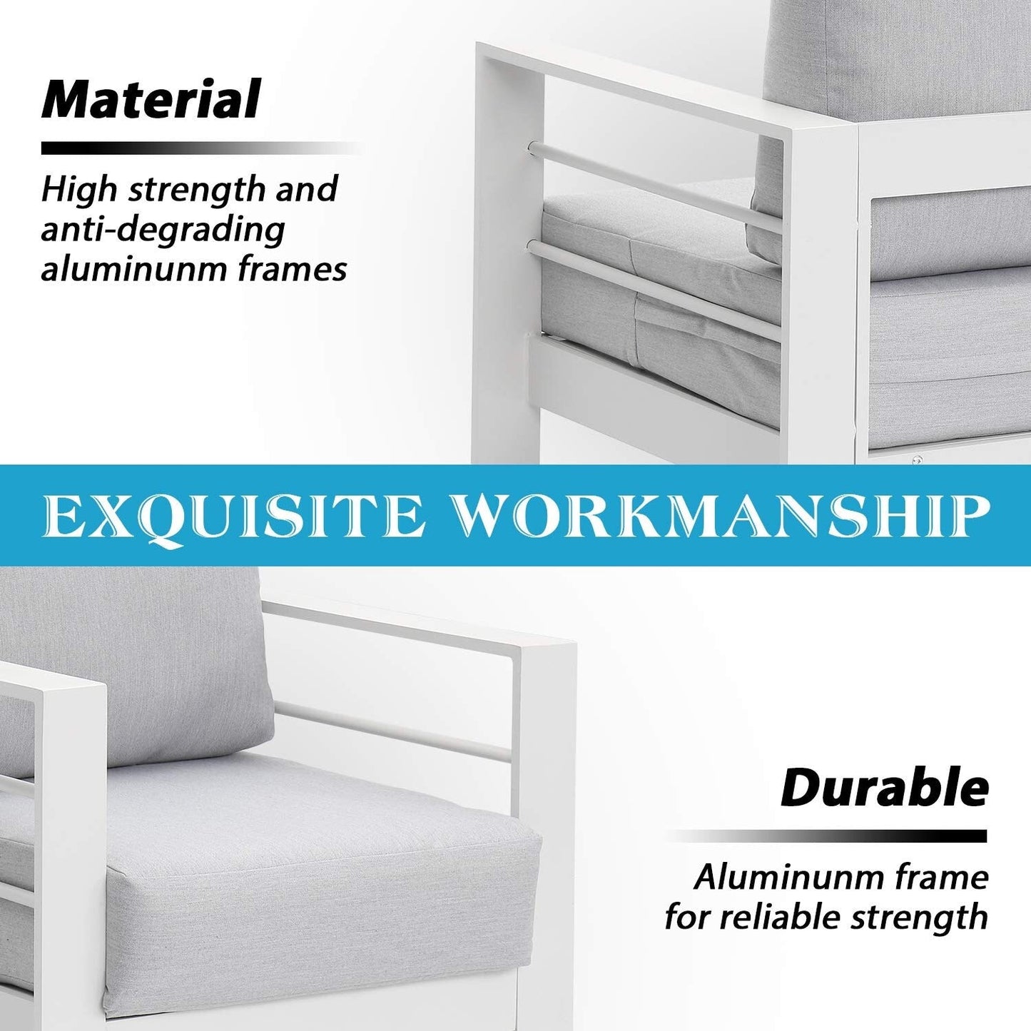 Set di mobili da esterno in alluminio Royalcraft da 4 pezzi