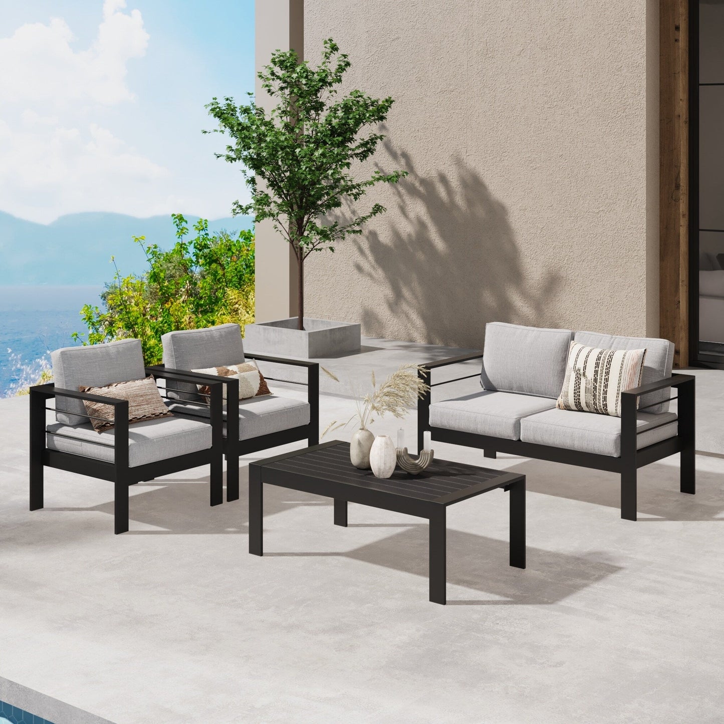 Set di mobili da esterno in alluminio Royalcraft da 4 pezzi