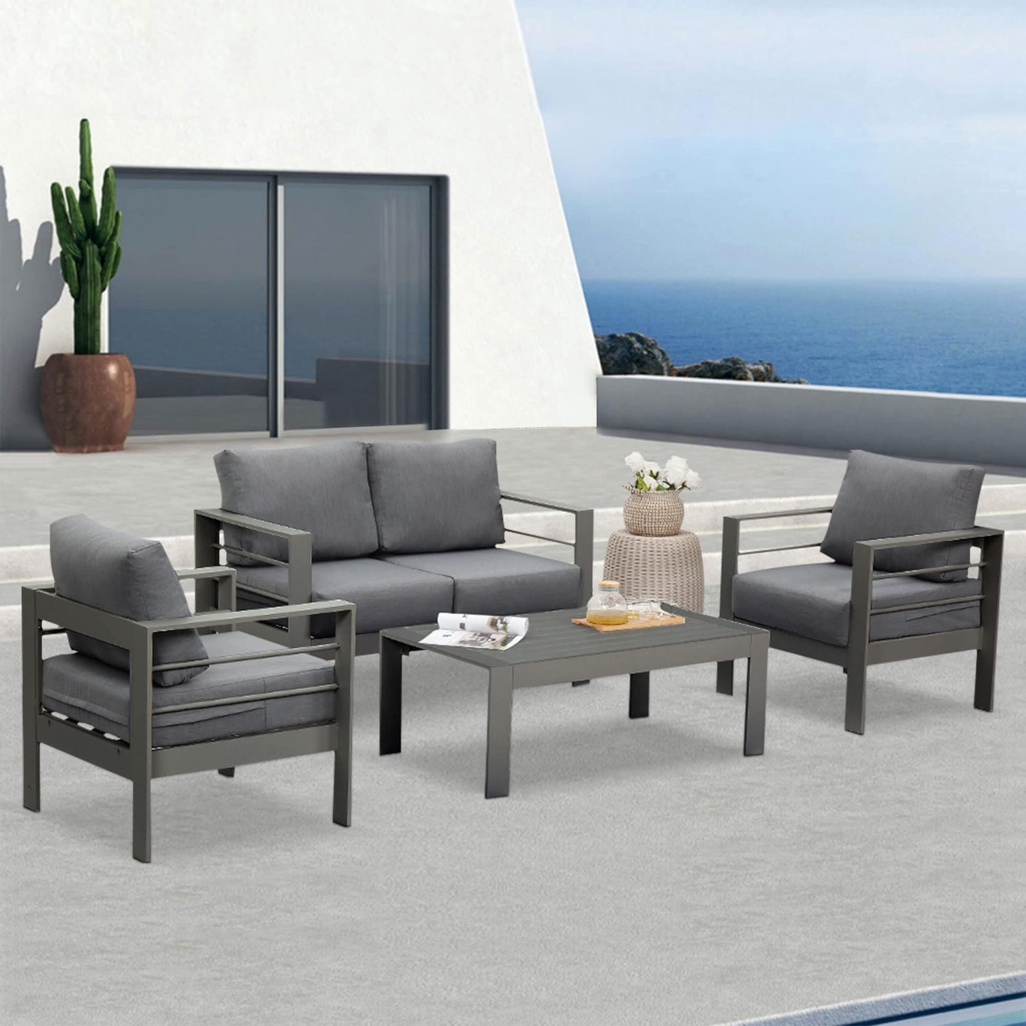 Set di mobili da esterno in alluminio Royalcraft da 4 pezzi